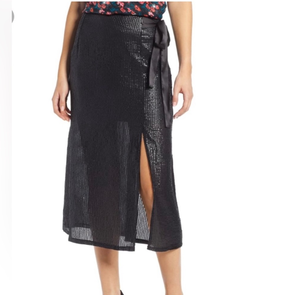 Something Navy MIDI Wrap Skirt NWT Sequin Holiday Party